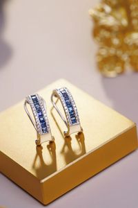 Xinfly 18k Real Gold and 1.36CT Blue Sapphire and 0.40ct Nautral Diamond <b>Clip</b> Earring for Ladies Women for Gift - Product Image 4
