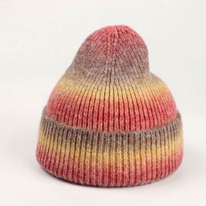 Winter New Tie-dyeing Gradient Knitted Hat Unisex <b>Rainbow</b> Warm Thickened Acrylic Beanies - Product Image 4