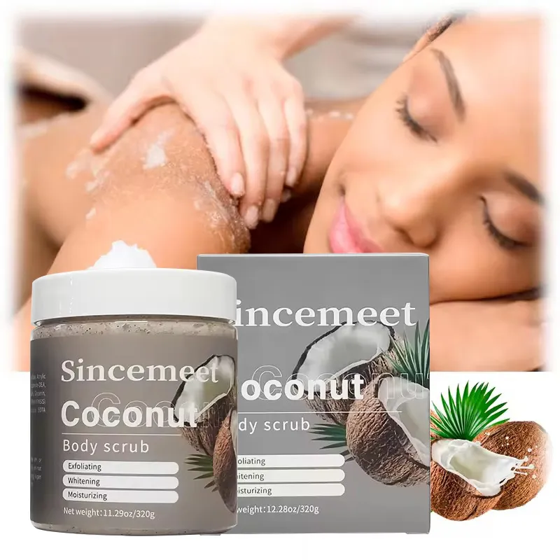 Fabrieksprijs Biologische Veganistische Kokosnoot Gezicht Scrub Pure Kokosmelk Body Scrub Verheldering Whitening Exfoliërende Kokosnoot Scrub Zout