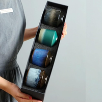 Ensemble de 4 tasses à expresso de 220 ml, tasses à thé faites à la main de 8 oz, boîte cadeau pour thé, cappuccino, latte, café
