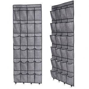 Polyester Durable 24 Pocket Metal <b>Hooks</b> Over the Door <b>Shoe</b> Organizer - Product Image 1
