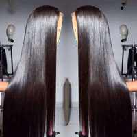 Perruque en cheveux humains vierges européens, 24 pouces, lisse, avec dentelle frontale, couleur naturelle, nouée à la main, vente en gros, bonnet ajustable pour femmes