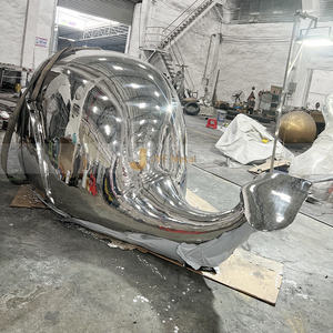 V80 Grande sculpture moderne en métal Décoration de jardin en acier inoxydable Sculpture animale polie à la main - Product Image 3