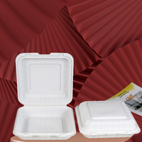 Contenants alimentaires en mousse à charnière robuste biodégradable KS Compartiments à clapet Mfpp Assiettes en plastique Bols pour gâteau à emporter