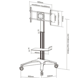 Nouveaux chariots de télévision mis à jour <span class=keywords><strong>9O</strong></span> degrés écran horizontal et vertical support de télévision mobile pivotant adapté pour 32-70 pouces - Product Image 2