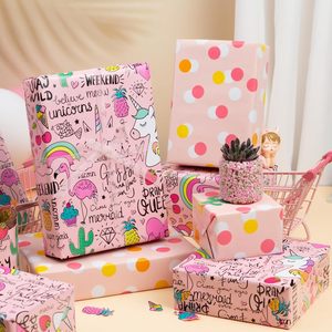 Pink Unicorn <b>Wrapping</b> <b>Paper</b> 17in x 32.8ft Reversible Dot Design Gift Wrap for Birthday Valentine Mother's Day Graduation - Product Image 5