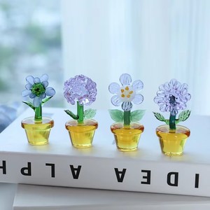 Ornement <span class=keywords><strong>de</strong></span> fleur <span class=keywords><strong>de</strong></span> tournesol en verre soufflé artisanal <span class=keywords><strong>de</strong></span> <span class=keywords><strong>la</strong></span> marque LONGXIN pour console centrale <span class=keywords><strong>de</strong></span> voiture - Artisanat en verre - Product Image 5