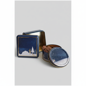 Metal Storage Tin <b>Set</b> – <b>Square</b> & Round Night Deer Valentine And New Year Design - Product Image 2