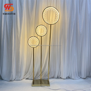 Support de lumière LED rond élégant et raffiné pour allée, centre de table doré pour décoration de mariage - Product Image 4