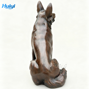 Estátuas de Animais em Bronze Realistas e Modernas Personalizadas para Decoração de Jardim, Esculturas de Cães Sentados - Product Image 4