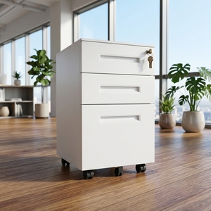 Steel Mobile Modular Adjustable Commercial <b>Filing</b> <b>Cabinet</b> 3 Drawers Lockable Modern Minimalist Design Workshop Warehouse Gym - Product Image 1