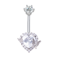 Anneaux de nombril en acier inoxydable en forme de cœur, clous de piercing, bijoux de corps pour femmes, pour fête et cadeau