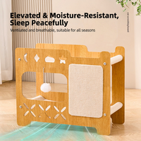 YOUME Lit superposé carré moderne en bois, arbre à chat avec griffoir en sisal, maison pour chat double niveau, mobilier d'intérieur pour salon
