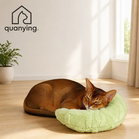 Coussin ergonomique pour animaux de compagnie en forme de croissant, en mousse à mémoire de forme, en taffetas doux, design en U, motif floral, lavable en machine pour