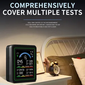 Détecteur de qualité de l'air CO2 10-en-1, testeur PM03 PM10 PM25 PM10 HCHO TVOC, thermomètre hygromètre, moniteur de dioxyde de carbone LCD - Product Image 5
