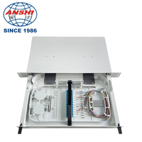 Panel Patch Frame Distribusi Serat Optik ODF Geser 19 Inch 1U Rak Mount dengan Adaptor LC untuk Pusat Data FTTX Kabel Serat Optik