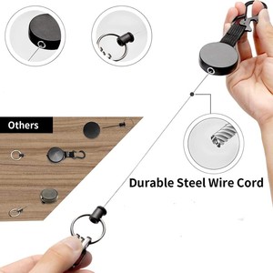 Portachiavi retrattile Heavy Duty-portachiavi retrattile con moschettone aggiornato chiusure a moschettone con cavo in acciaio - Product Image 2