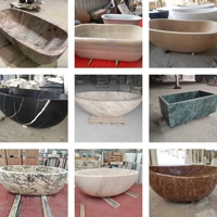 Customize Baignoire Italienne Autoportante en Travertin Rectangle de Carrare Noir Fabriqué à la Main Moderne 12-Jet 20-Gallon