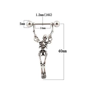 Bijoux de piercing en acier inoxydable cool, anneau de téton <span class=keywords><strong>squelette</strong></span> <span class=keywords><strong>humain</strong></span>, anneau barbell, bijoux de <span class=keywords><strong>corps</strong></span> tendance - Product Image 2