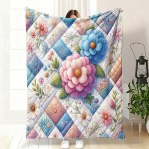 Manta de Franela con Diseño Floral, Manta para Siesta, Lavable a Máquina, Resistente a la Decoloración, para Dormitorio, Sala de Estar, Impresión Personalizada - Product Image 4