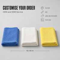 Serviette en microfibre en gros 40x60cm sans traces, sans bords, pour séchage de voiture, chiffon de nettoyage pour detailing automobile, logo personnalisé OEM