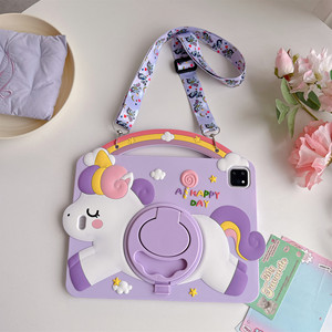Étui de tablette en silicone <span class=keywords><strong>licorne</strong></span> 3D mignon kawaii avec cordon pour <span class=keywords><strong>iPad</strong></span> - Product Image 2