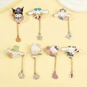 pin with chain Enamel Pins Cute Face Plant Cartoon Brooches Lapel Pins Ba Clothes Badges Jewelry Gift For kids Friendsckpack