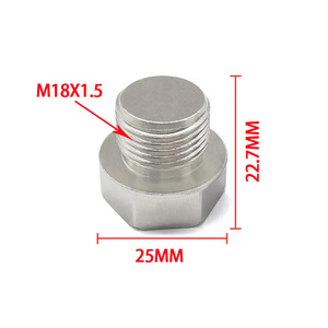 Jiax M18X1.5 Tapa de tuerca hexagonal de acero inoxidable con inserto de rosca métrica de 25 mm de ancho y 22.7 mm de altura para tubo de escape automotriz - Product Image 1