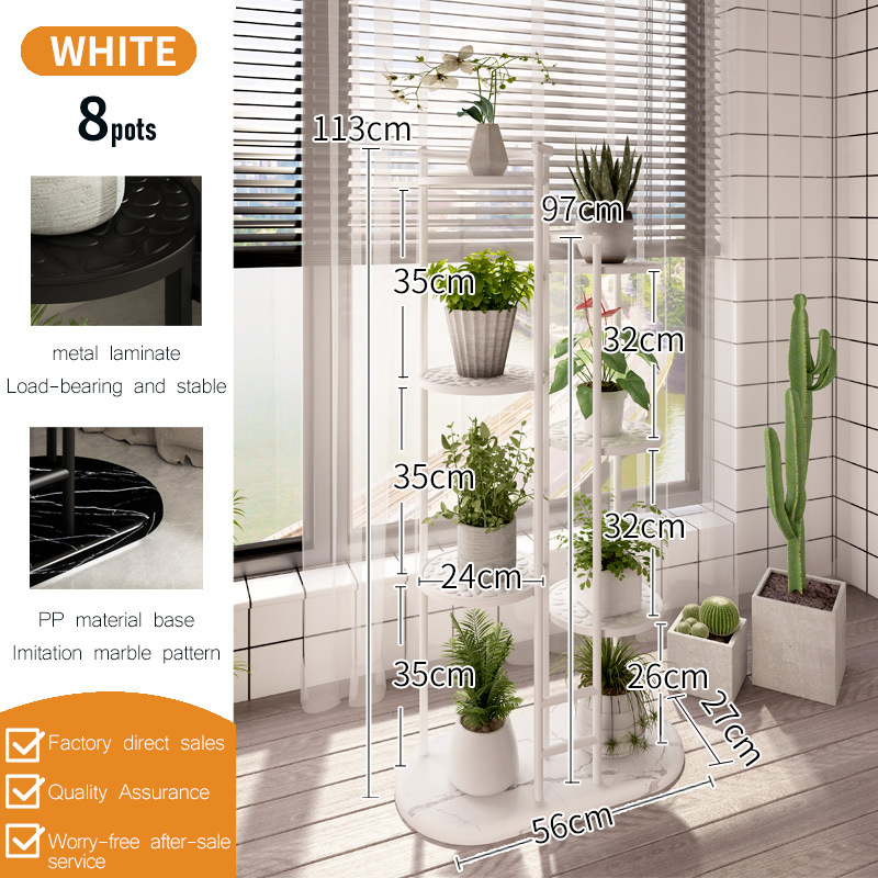 8 white plant stands