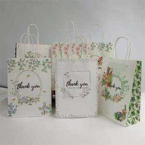 Floral Design 16*8*22cm Kraft Paper Gift Bags With Handle <b>for</b> <b>Business</b> Shopping Wedding Party Gifts - Product Image 3