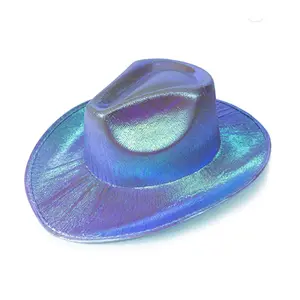 Alta calidad Neon Fun Party Disco Led Cowgirl Hat Light Up Sparkly Glitter Space Cowboy Hats
