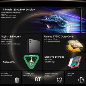 <span class=keywords><strong>Tablet</strong></span> PC Teclast T65 4G LTE fluido, 8GB 128GB, 13.4 pollici, Android 15, Unisoc T7280 Octa Core, Display 120Hz, Dual SIM - Product Image 4