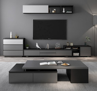 Nouveau design Offre Spéciale support TV et table basse support TV noir salon moderne mdf support TV de style moderne et table centrale