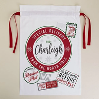 Sac de Noël blanc vierge pour sublimation, sac en toile personnalisé avec cordon de serrage, sac du Père Noël