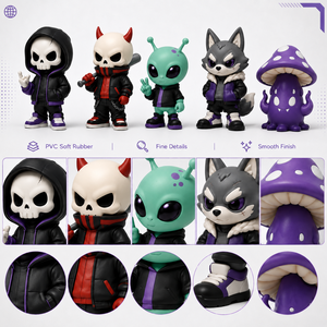 Figurines PVC personnalisées Goth Punk Crâne Alien, Diable cornu, Loup-garou, Champignon <span class=keywords><strong>Mutant</strong></span>, Thème Gothique, Mascotte de collection Halloween - Product Image 2