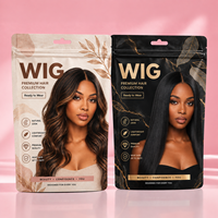 Ensemble d'emballages de luxe pour accessoires capillaires avec logo imprimé en héliogravure personnalisé, sacs en plastique recyclables pour perruques, idéal pour les extensions de cheveux