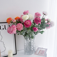 Peony bunga buatan buket bunga buatan, bunga peony sutra buatan untuk hiasan tengah meja pesta pernikahan Dekorasi Rumah