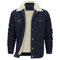 Vestes en velours côtelé pour hommes, doublées de sherpa, manteaux d'hiver chauds en polaire, vestes décontractées à revers style camionneur