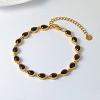 Bracelet en acier inoxydable plaqué or avec zircon CZ pour femmes, bracelet à breloques en zircon taille poire, plusieurs couleurs, hypoallergénique, cadeau