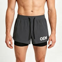 Shorts d'entraînement pour hommes en coton et polyester tricoté, imprimés par sérigraphie ODM, écologiques, coupe-vent, taille mi-haute avec cordon de serrage et poches pour la gym