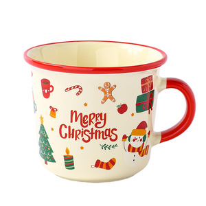 Christmas <b>Ceramic</b> Mug With Lid And Spoon 340ml Cartoon Design For Gift - Product Image 5