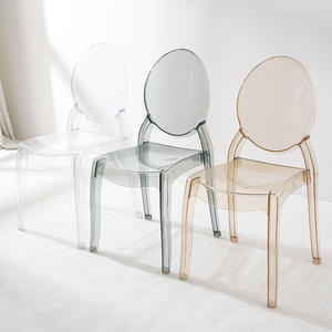 Acrylic <b>Chair</b> Transparent Smoky Amber <b>Stackable</b> Modern <b>Dining</b> <b>Chair</b> - Product Image 4