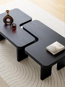 Tavolino da Caffè Multifunzionale Giapponese Wabi Sabi, Combinazione Irregolare, Tavolino Centrale Basso in Legno Nero Creativo Americano - Product Image 2