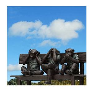 Escultura de jardín al aire libre, estatua de bronce de <span class=keywords><strong>Tres</strong></span> <span class=keywords><strong>Monos</strong></span> <span class=keywords><strong>Sabios</strong></span> sentado en el banco, a la venta - Product Image 2