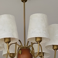 Lustre suspendu finition laiton 6 lumières, lampe de plafond avec douille E27 pour salon et salle à manger