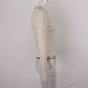 レディーススリムリフトパッド入りワークアウトピラティススポーツシャツ長袖ヨガトップクルーネック通気性軽量ナイロン100% シームレス - Product Image 4