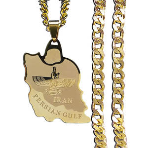 Collares de Plata y Oro PVD Antideslustre de Moda, Joyería Fina de Acero Inoxidable 316L, Collar con Mapa de Irán para Mujer - Product Image 6