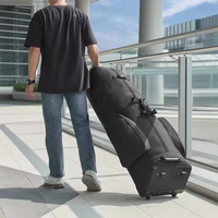 Sac de voyage de golf robuste en polyester avec cadre externe, fermeture éclair à loquet, imperméable, résistant à l'usure, 2 roues renforcées
