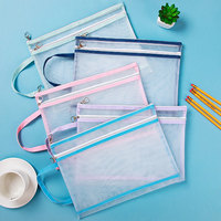 Bolsa Organizadora de Documentos A4 de Nailon Transparente con Asa, Bolsillo, Doble Capa y Gran Capacidad