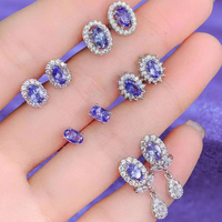 Perhiasan Mewah Batu Permata Alami Kustom, Anting Stud Amethyst Motif Bunga Trendi untuk Wanita, Hadiah Pernikahan dan Pertunangan